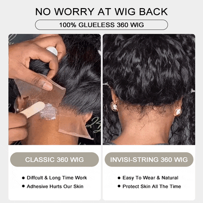 Perruque Lace Frontal 360° Invisi avec Cordon de Serrage et Coupe Ajustée, Cheveux Humains Body Wave