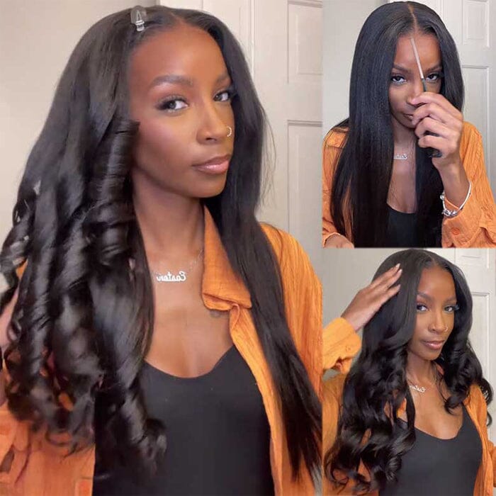 70% Off Yaki Straight Glueless 8x5 Pre Cut Lace Wig Pre Plucked Human Hair