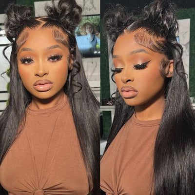 13x4 Lace Frontal Silky Straight Wigs Human Hair Natural Black Color for Women ｜QT Hair