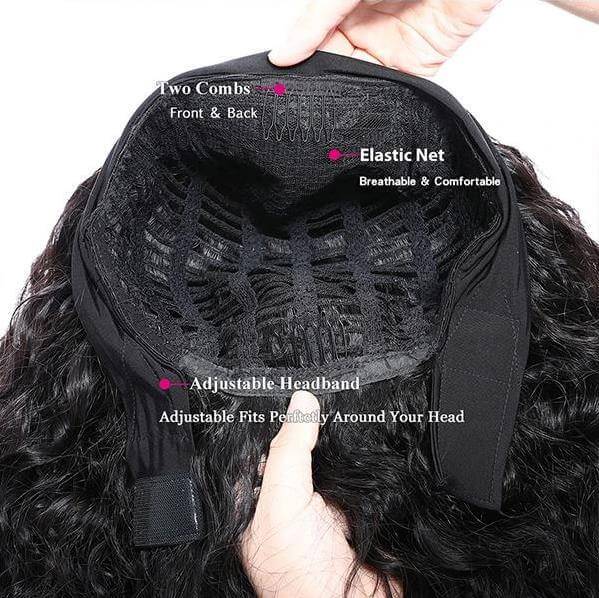 QTHAIR 14A Headband Scarf Human Hair Wig Curly Virgin Human Hair Glueless Non Lace Front Wig 150% 180% 200% Density - QT Hair