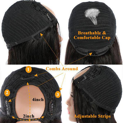 QTHAIR 14A U Part Water Wave Human Hair Wigs For Black Women Wet and Wave 2x4 Left Part Wigs - QT Hair