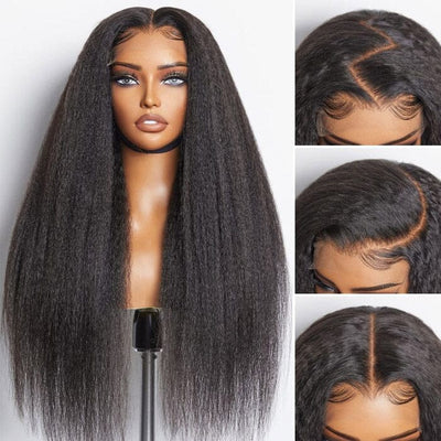 13x4 Kinky Straight Bob Wigs Pre Plucked Yaki Straight Lace Closure Wig Human Hair ｜QT Hair