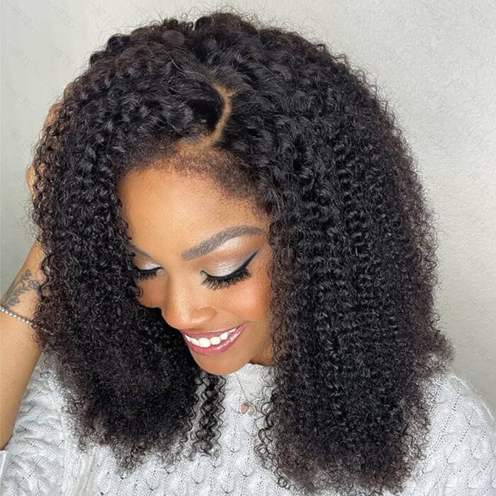 4x4 Kinky Curly Lace Closure Wig Virgin Human Hair Pre Plucked Natural Hairline ｜QT Hair