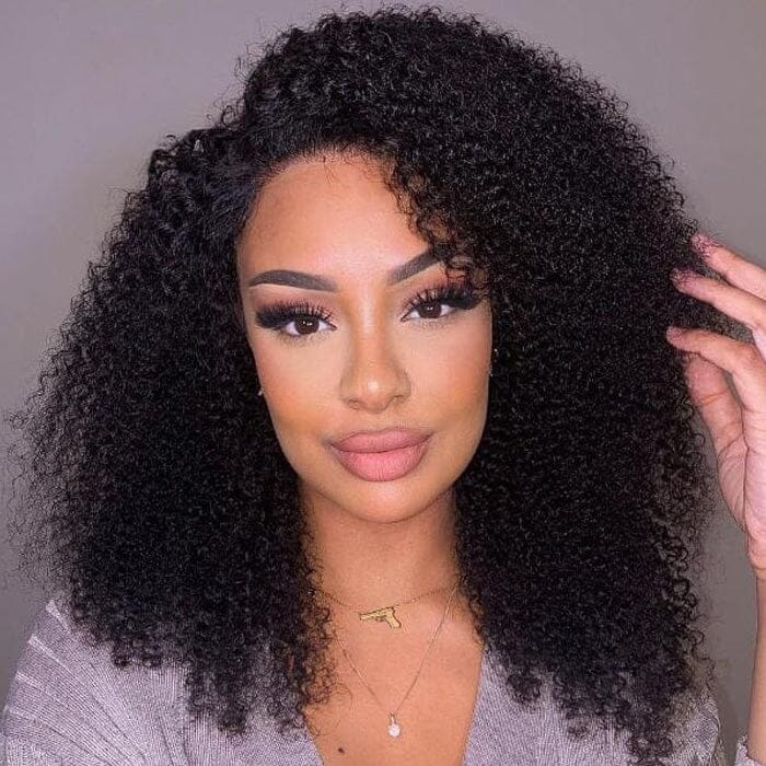 4x4 Kinky Curly Lace Closure Wig Virgin Human Hair Pre Plucked Natural Hairline ｜QT Hair