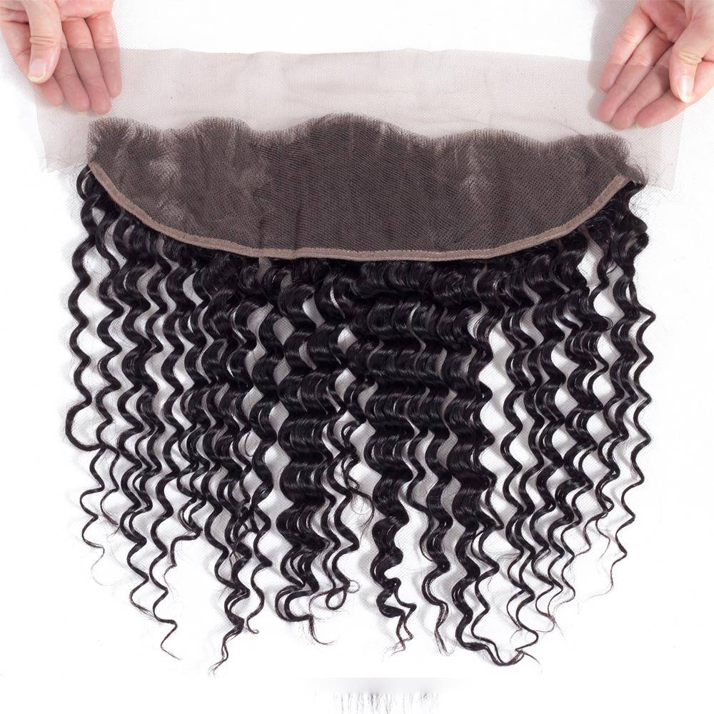 QT Peruvian 13x4 Deep Wave Free Part Lace Frontal Hair Closure - QT Hair