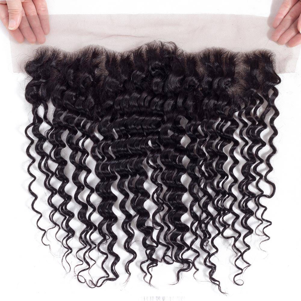 QT Peruvian 13x4 Deep Wave Free Part Lace Frontal Hair Closure - QT Hair