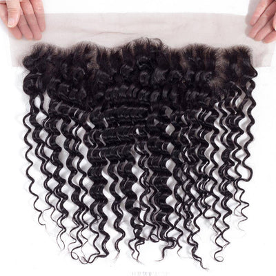 QT Peruvian 13x4 Deep Wave Free Part Lace Frontal Hair Closure - QT Hair