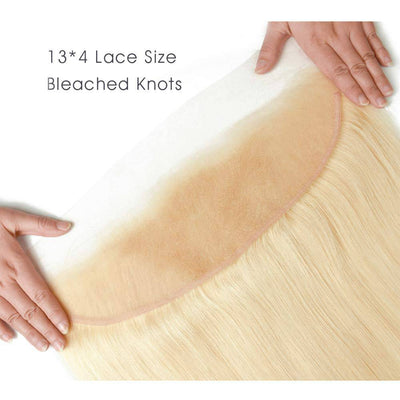 QTHAIR 12A Grade Brazilian Virgin Human Hair #613 Blonde Straight Hair With 130% Density 13x4 Swiss Lace Frontal - QT Hair