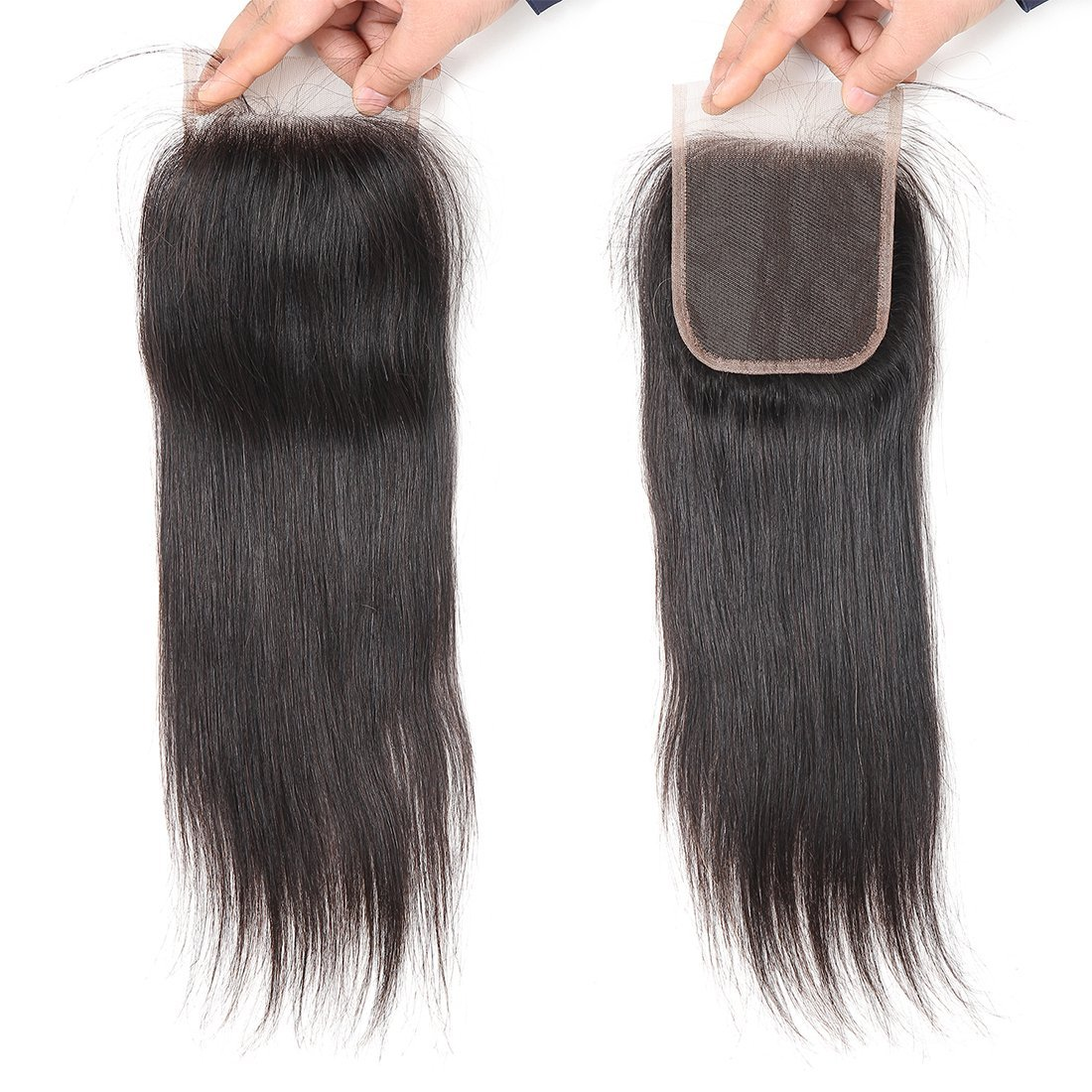 Suntu Hair Brazilian Virgin Straight Human Hair Bundles with Lace Frontal Closure