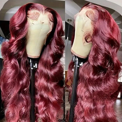 99J Color 13x4 13x6 Lace Frontal Wigs Wine Red Colored Human Hair ｜QT Hair