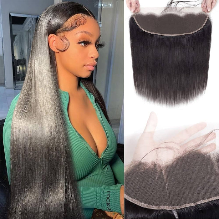 Mèches de cheveux brésiliens vierges lisses Suntu Hair avec fermeture frontale en dentelle