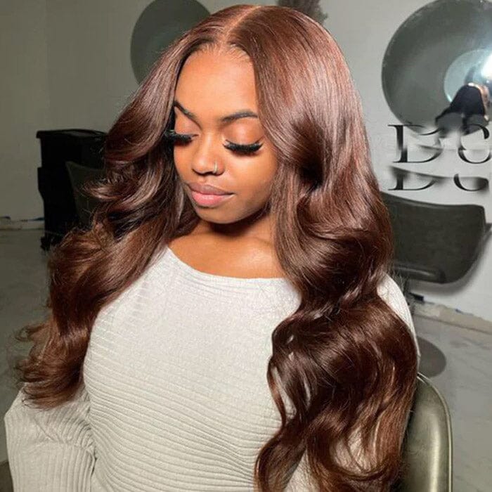 Chocolate Brown Color #4 Body Wave Lace Wigs Pre Plucked Human Hair ｜QT Hair