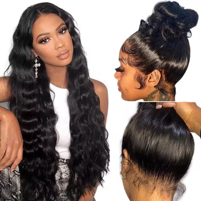 Loose Deep Wave 360 Lace Frontal Wigs Pre Plucked Invisi Strap Snug Fit Virgin Human Hair