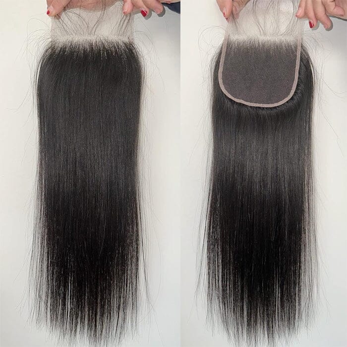 Peruvian 4x4 Transparent lace Closure Pre Plucked Silky Straight Virgin Human Hair ｜QT Hair