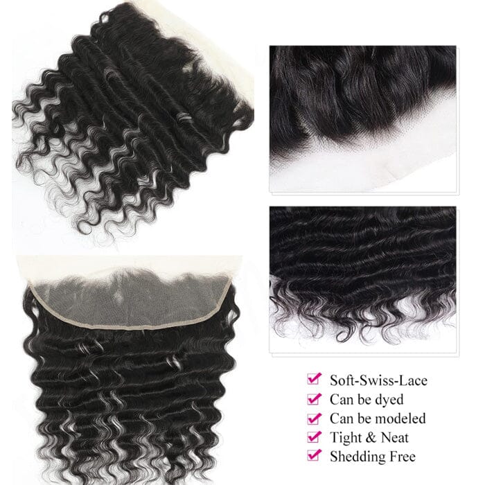 Peruvian Loose Deep Wave 13x4 Lace Frontal Pre Plucked with Baby Hair ｜QT Hair