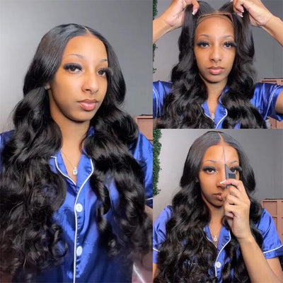 Pre Cut Glueless 8x5 Lace Closure Wig Body Wave Virgin Human Hair