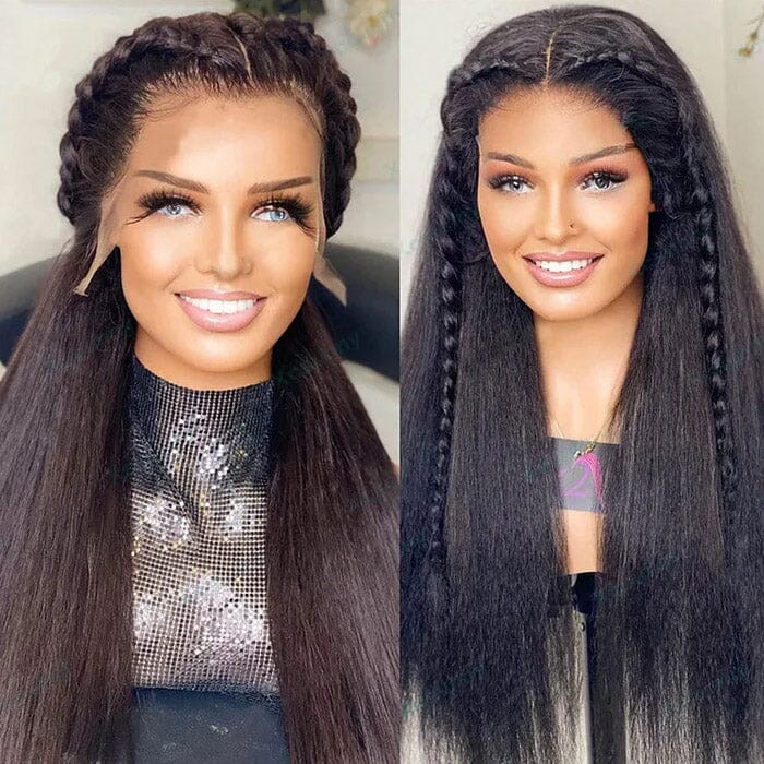 QT 13x6 Lace Frontal Wig Pre Plucked Deep Part Kinky Straight Human Hair ｜QT Hair