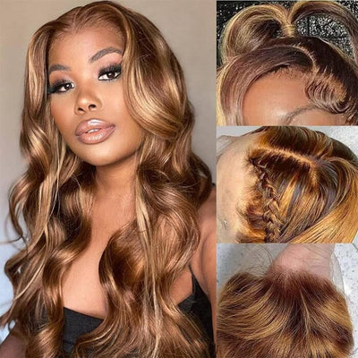 QT 70% Off Ombre Highlight Lace Frontal Wig Body Wave Human Hair Flash Sale ｜QT Hair