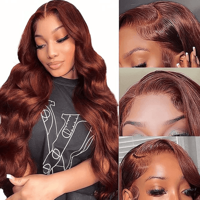 QT 70% Off Reddish Brown Human Hair Lace Frontal Wig Body Wave Flash Sale ｜QT Hair