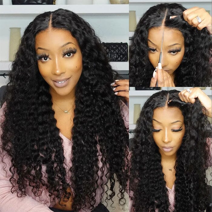 QT 8x5 Pre Cut Glueless Lace Wig Pre Plucked Deep Wave Virgin Human Hair ｜QT Hair