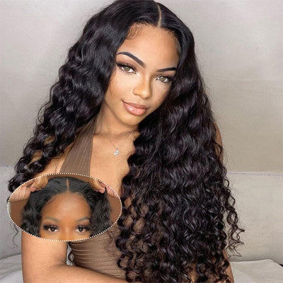 QT 8x5 Pre Cut Glueless Lace Wig Pre Plucked Deep Wave Virgin Human Hair ｜QT Hair