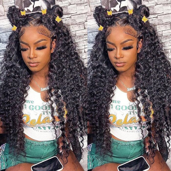 QT Deep Wave 13x6 Lace Frontal Wig with Baby Hair Curly Human Hair ｜QT Hair