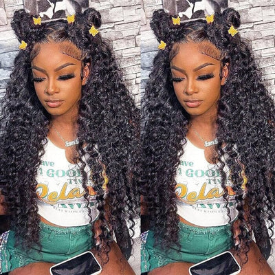 QT Deep Wave 13x6 Lace Frontal Wig with Baby Hair Curly Human Hair ｜QT Hair
