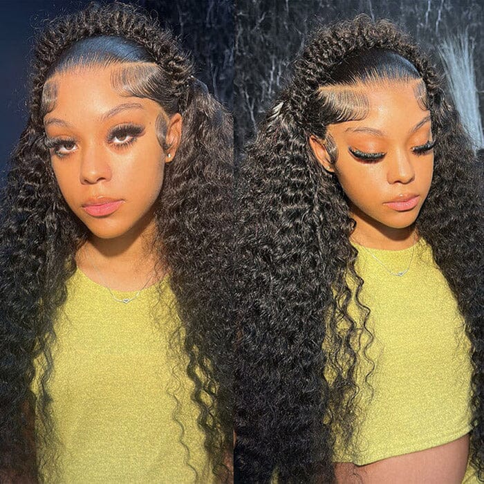 QT Deep Wave 13x6 Lace Frontal Wig with Baby Hair Curly Human Hair ｜QT Hair