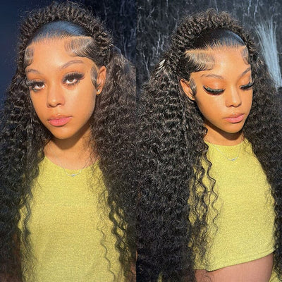 QT Deep Wave 13x6 Lace Frontal Wig with Baby Hair Curly Human Hair ｜QT Hair