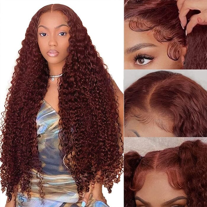 QT Hair 13x6 Lace Frontal Wig Jerry Curly Reddish Brown Color Human Hair ｜QT Hair