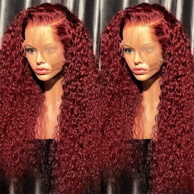 QT Hair 13x6 Lace Frontal Wigs Pre Pluecked Jerry Curly Color 99J Human Hair ｜QT Hair