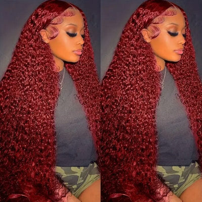 QT Hair 13x6 Lace Frontal Wigs Pre Pluecked Jerry Curly Color 99J Human Hair ｜QT Hair