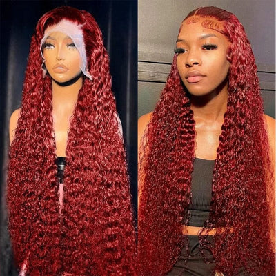 QT Hair 13x6 Lace Frontal Wigs Pre Pluecked Jerry Curly Color 99J Human Hair ｜QT Hair