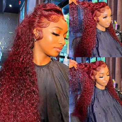 QT Hair 13x6 Lace Frontal Wigs Pre Pluecked Jerry Curly Color 99J Human Hair ｜QT Hair