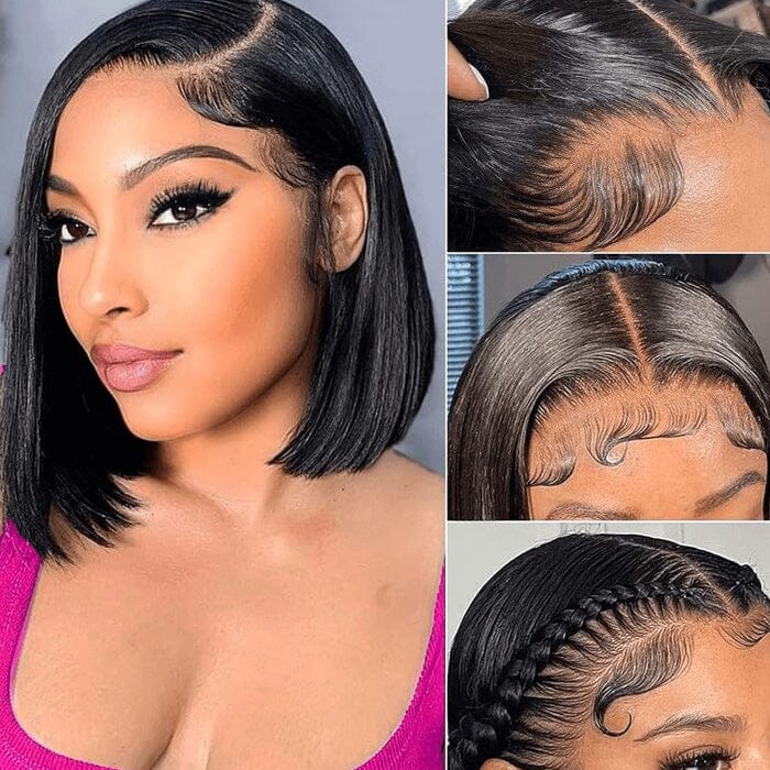 QT Hair 14A Short Bob Lace Wigs Raw Virgin Human Hair Silky Bone Straight ｜QT Hair