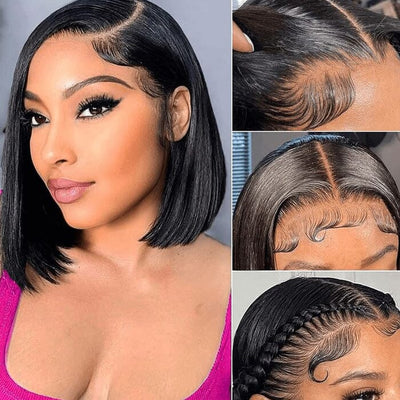 QT Hair 14A Short Bob Lace Wigs Raw Virgin Human Hair Silky Bone Straight ｜QT Hair