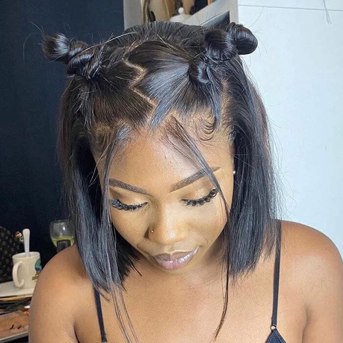QT Hair 14A Short Bob Lace Wigs Raw Virgin Human Hair Silky Bone Straight ｜QT Hair