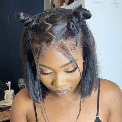 QT Hair 14A Short Bob Lace Wigs Raw Virgin Human Hair Silky Bone Straight ｜QT Hair