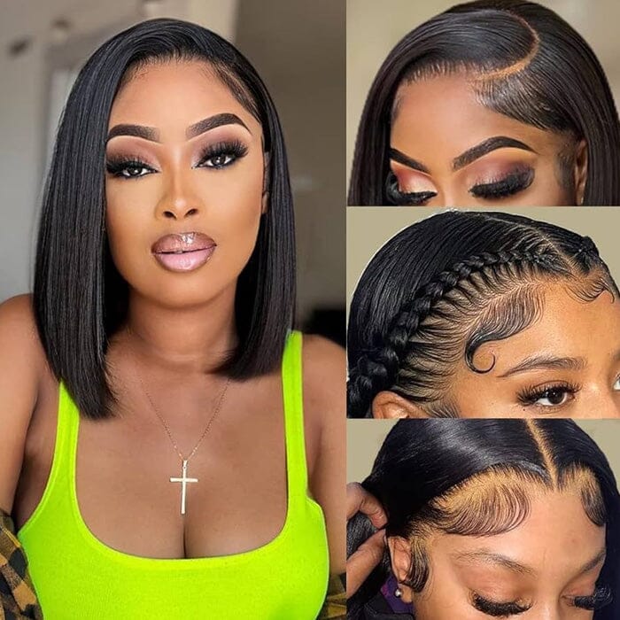QT Hair 14A Short Bob Lace Wigs Raw Virgin Human Hair Silky Bone Straight ｜QT Hair