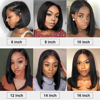 QT Hair 14A Short Bob Lace Wigs Raw Virgin Human Hair Silky Bone Straight ｜QT Hair