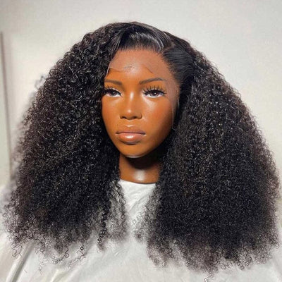 QT Hair Afro Kinky Curly 13x4 Transparent Lace Frontal Wig Virgin Human Hair ｜QT Hair