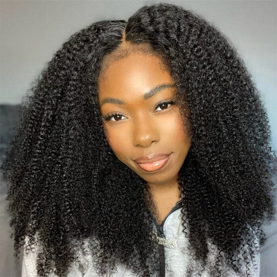 QT Hair Afro Kinky Curly 13x4 Transparent Lace Frontal Wig Virgin Human Hair ｜QT Hair