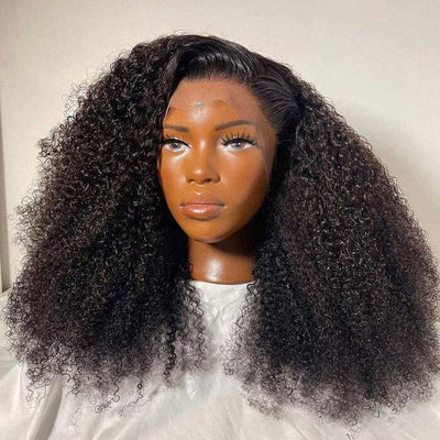 QT Hair Afro Kinky Curly 13x4 Transparent Lace Frontal Wig Virgin Human Hair ｜QT Hair