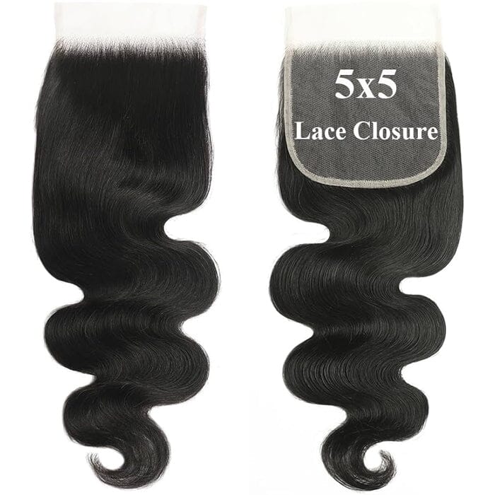Cheveux humains vierges ondulés 5x5 HD avec fermeture en dentelle pré-épilée