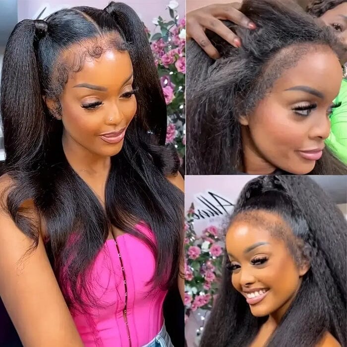 QT Hair HD Lace Frontal Wigs Virgin Human Hair Pre Plucked Kinky Straight ｜QT Hair