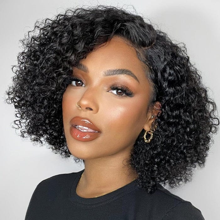 QT Hair Jerry Curl Short Bob Lace Wigs Pre Plucked Curly Virgin Human Hair ｜QT Hair