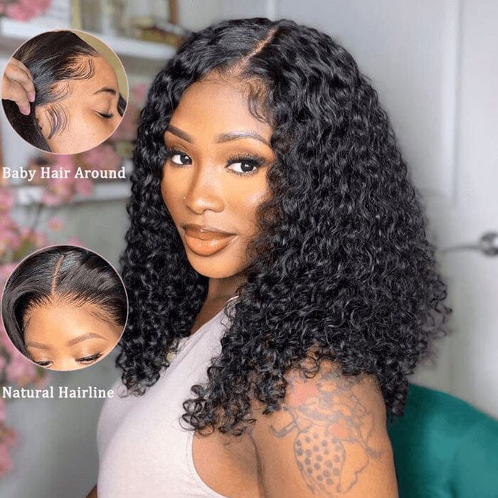 QT Hair Jerry Curl Short Bob Lace Wigs Pre Plucked Curly Virgin Human Hair ｜QT Hair