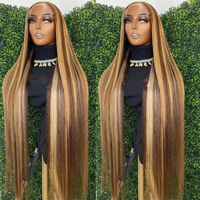 QT Highlight 4x4 5x5 Lace Closure Wigs Bone Straight Ombre Human Hair ｜QT Hair