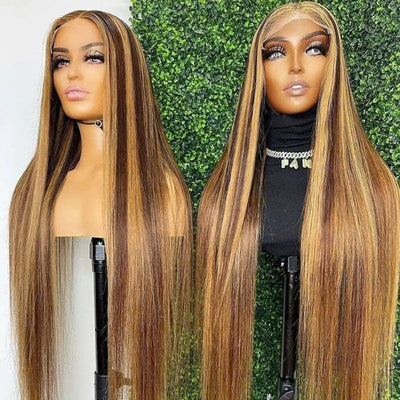 QT Highlight 4x4 5x5 Lace Closure Wigs Bone Straight Ombre Human Hair ｜QT Hair