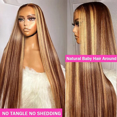 QT Highlight 4x4 5x5 Lace Closure Wigs Bone Straight Ombre Human Hair ｜QT Hair